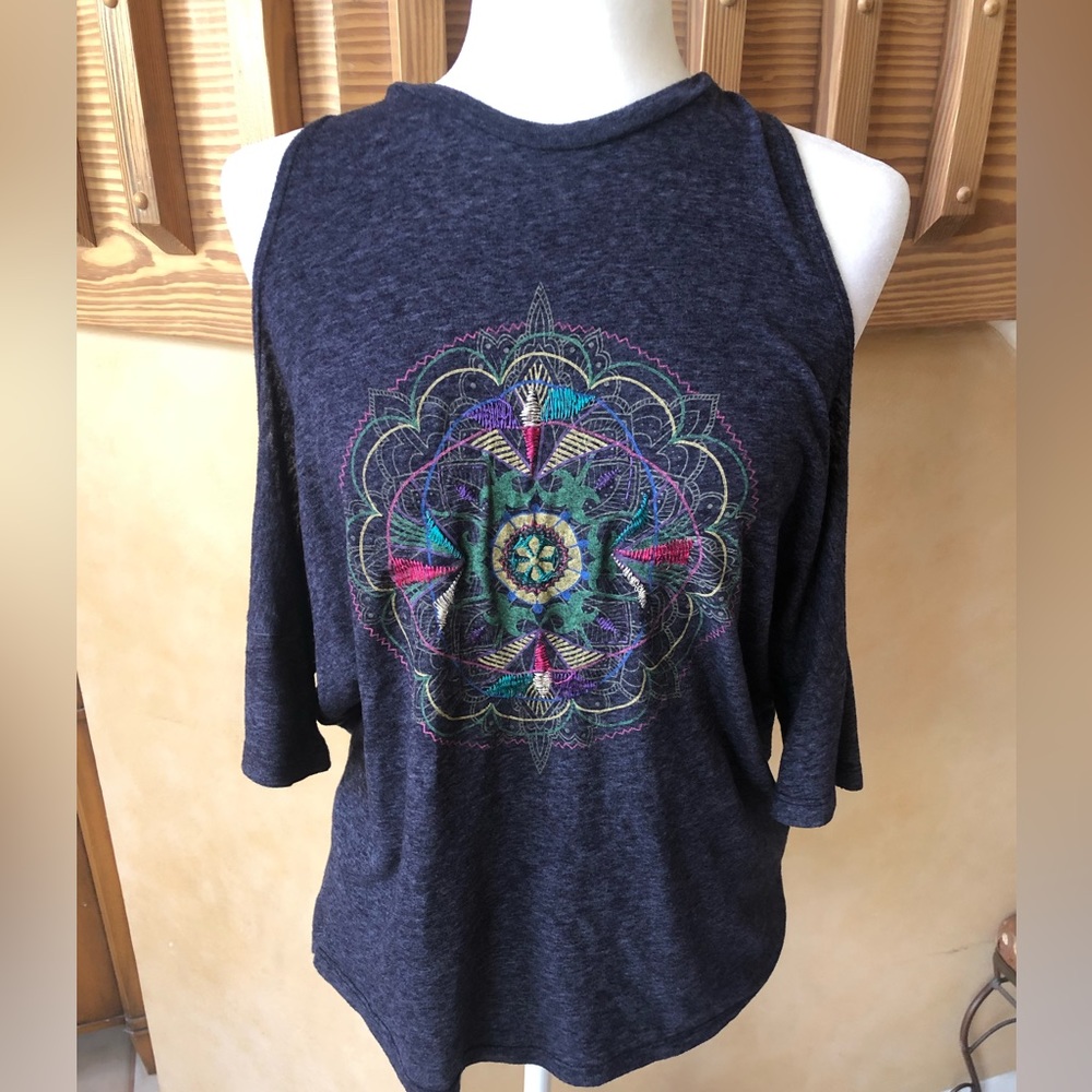 Embroidered Cold Shoulder Boho Top